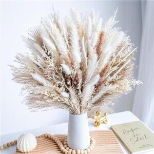 96PCS Natural Dried Pampas Grass Boho Home Decor Bouquet Phragmites Dried